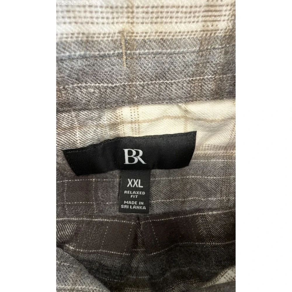 Banana Republic Men's Relaxed Fit Flannel Shirt Brown Beige Plaid NWT Sz XXL